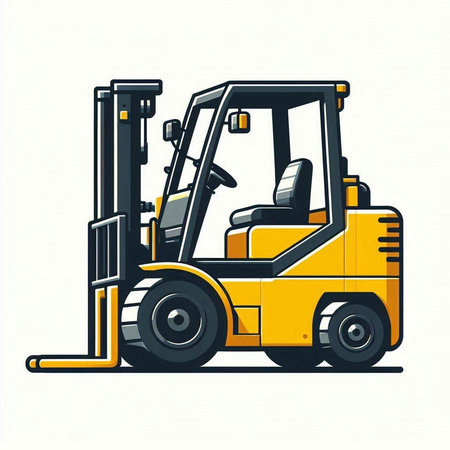 Forklift truck vector illustration isolated on white background. Forklift loader icon.のイラスト素材