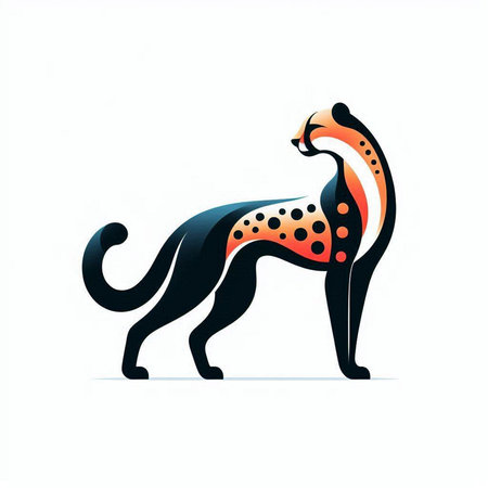 Vector illustration of stylized cheetah isolated on white background.のイラスト素材