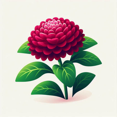 Illustration of a red dahlia flower on a white backgroundのイラスト素材