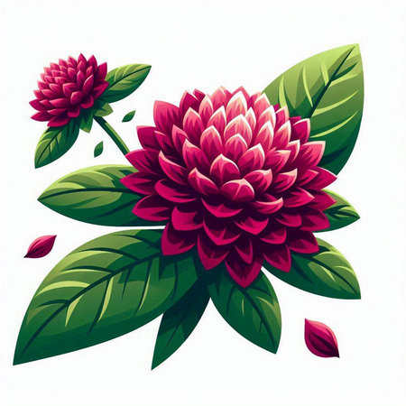 Red dahlia flower isolated on white background. Vector illustration.のイラスト素材