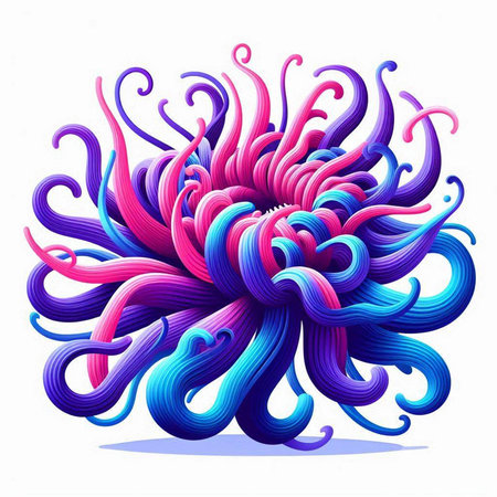 abstract colorful background with waves and curls. 3d vector illustrationのイラスト素材