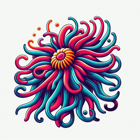 Illustration of Colorful Floral Ornament on White Background.のイラスト素材