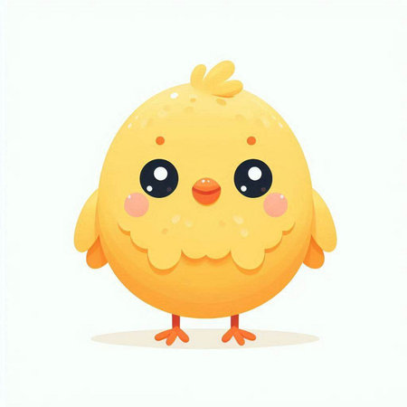 Cute yellow chicken isolated on white background. Cartoon character. Vector illustration.のイラスト素材