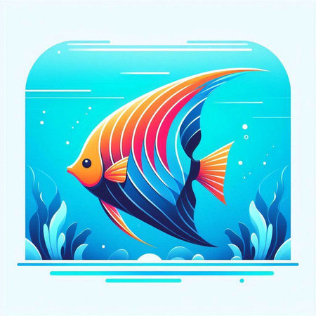 Vector illustration of a tropical fish in blue water background. Eps10のイラスト素材