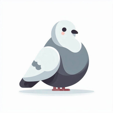 Pigeon isolated on white background. Vector illustration in flat style.のイラスト素材