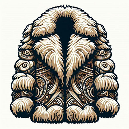 Fur coat. Hand drawn vector illustration for tattoo or t-shirt design.のイラスト素材