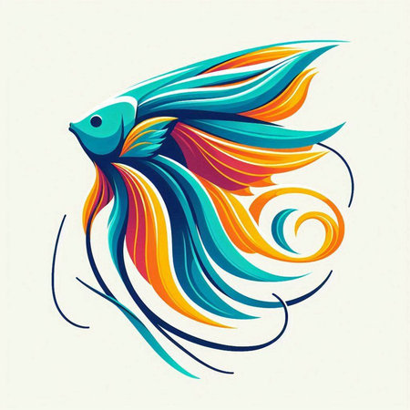 Colorful fish on a light background. Vector illustration of a fish.のイラスト素材