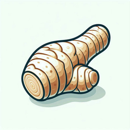 Illustration of a ginger root on a white background. Vector illustration.のイラスト素材