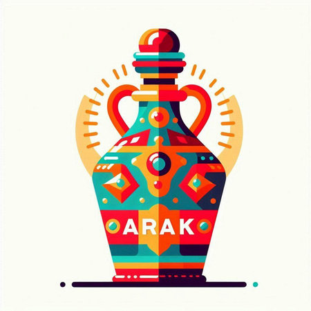 Colorful vector illustration of a vintage amphora on a white backgroundのイラスト素材
