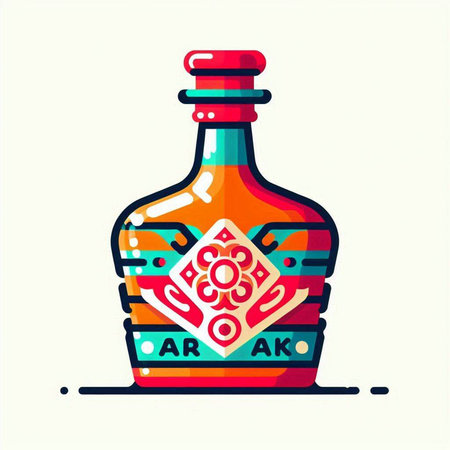 Alcoholic drink in a bottle. Vector illustration in flat style.のイラスト素材