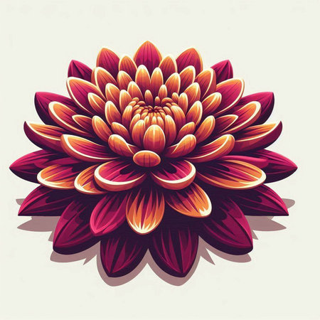 Beautiful red chrysanthemum flower. Vector illustration.のイラスト素材
