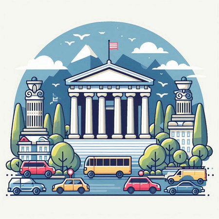 Vector illustration of the famous building of the Parliament in Washington DC.のイラスト素材