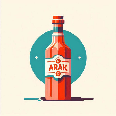 Vector illustration of a bottle of brandy with a label on a light backgroundのイラスト素材