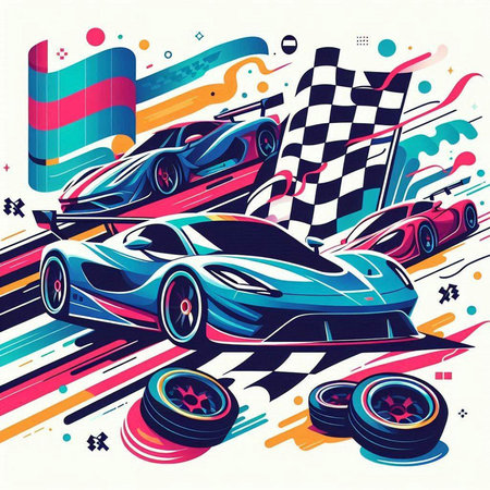Sport car racing background. Vector illustration in retro style. Eps 10のイラスト素材