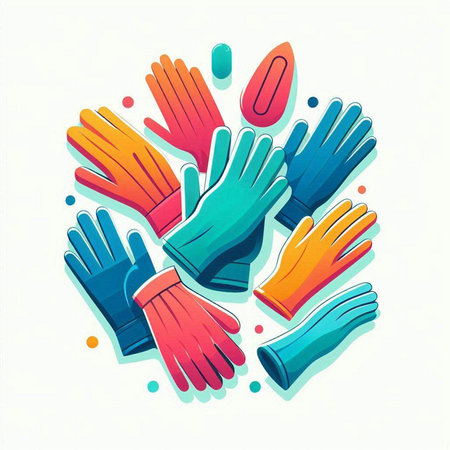 Colorful rubber gloves on a white background. Vector illustration for your designのイラスト素材