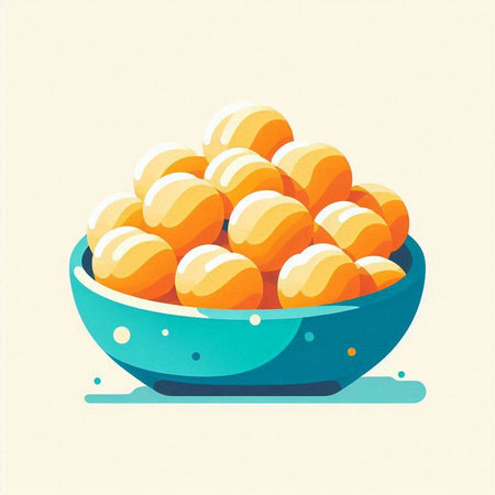 Illustration of a bowl full of melon balls. Vector illustration.のイラスト素材