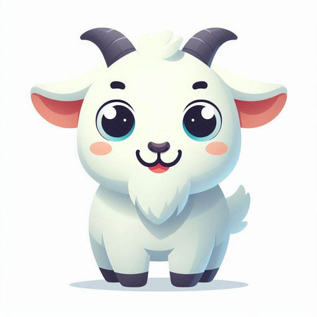 Cute cartoon goat. Vector illustration isolated on a white background.のイラスト素材