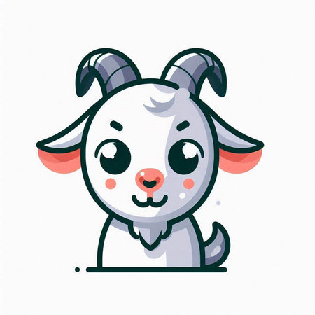 Cute cartoon goat isolated on a white background. Vector illustration.のイラスト素材