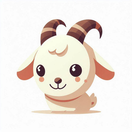 Cute cartoon goat isolated on a white background. Vector illustration.のイラスト素材