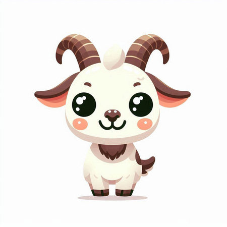 Cute cartoon goat character isolated on white background. Vector illustration.のイラスト素材
