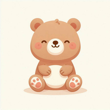 Cute cartoon bear sitting on the floor. Vector illustration for your designのイラスト素材