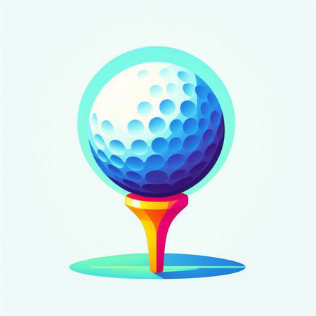 Golf ball on the tee. Vector illustration of a golf club.のイラスト素材