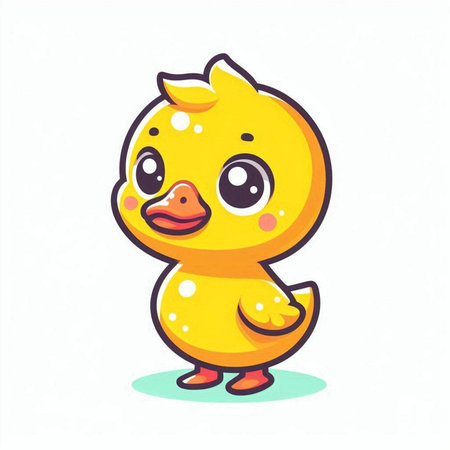 Cute yellow duckling isolated on white background. Vector illustration.のイラスト素材