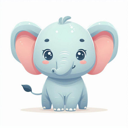 Cute cartoon elephant. Vector illustration isolated on a white background.のイラスト素材
