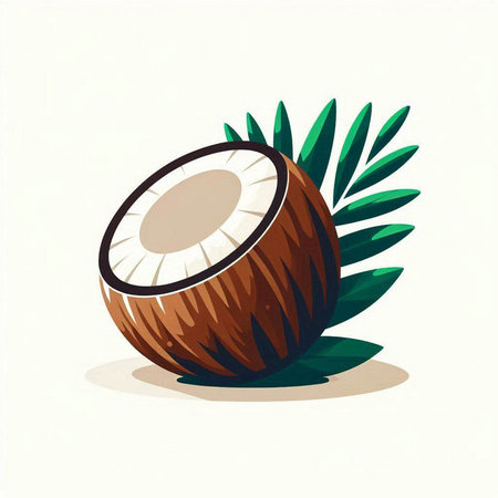 Coconut vector illustration. Isolated on a white background.のイラスト素材
