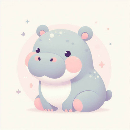 Cute hippo. Vector illustration of a cartoon hippo.のイラスト素材