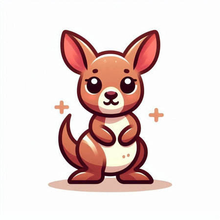 Cute kangaroo isolated on white background. Vector illustration.のイラスト素材