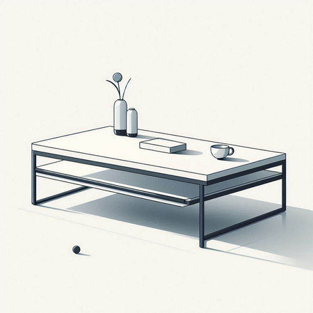 Illustration of a table with a cup of coffee and a bookのイラスト素材