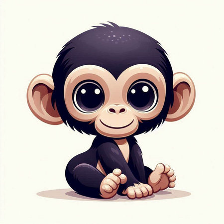 funny monkey on a white background, vector illustration, epsのイラスト素材
