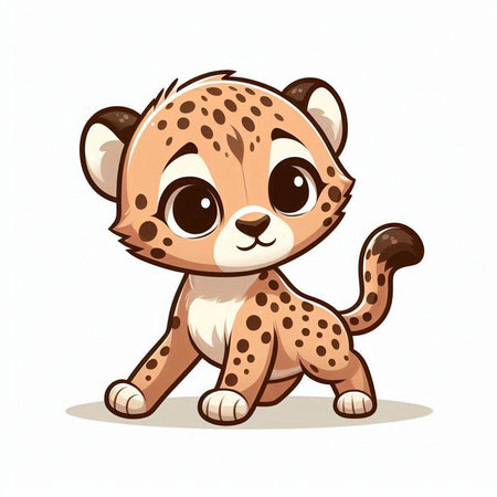 Cute cartoon cheetah on white background. Vector illustration.のイラスト素材
