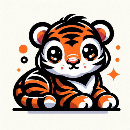 Cute cartoon tiger. Vector illustration of a cute tiger character.のイラスト素材