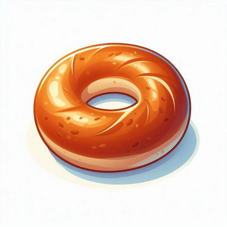 Illustration of a fresh baked bagel on a white background.のイラスト素材