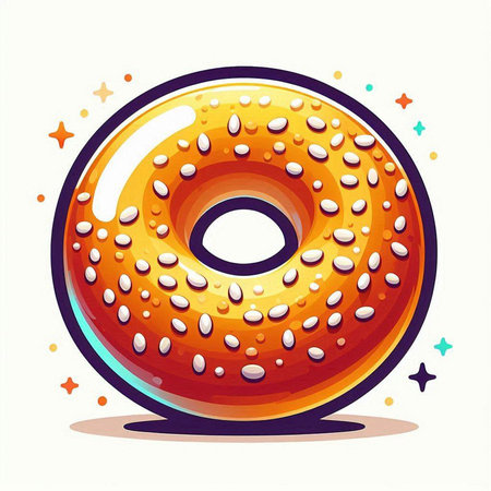 Illustration of a donut with sprinkles on a white backgroundのイラスト素材