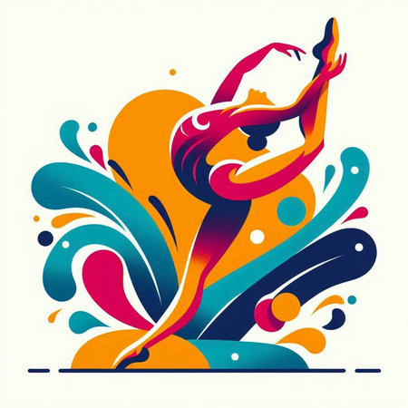 Gymnast. Vector illustration. Colorful silhouette of a woman.のイラスト素材