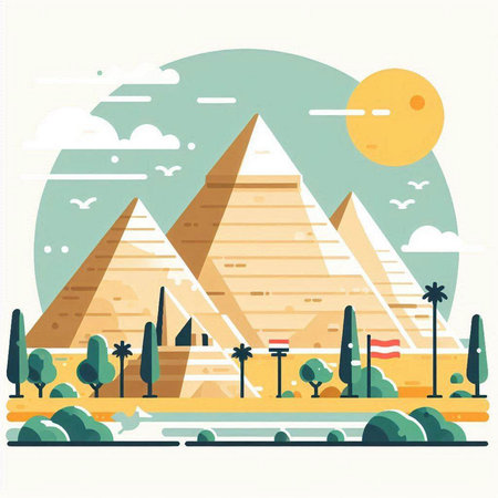 Egyptian pyramids. Vector illustration in flat style. EPS 10のイラスト素材