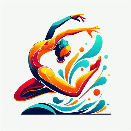 illustration of a woman doing yoga in the water, vector illustrationのイラスト素材