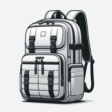 Sketch of a backpack on a white background. Vector illustrationのイラスト素材
