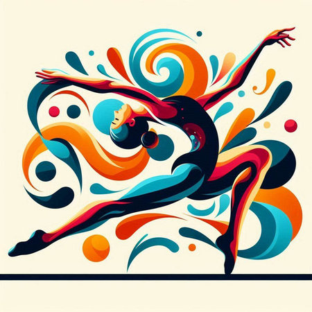 Gymnast. Vector illustration of a woman in a jump.のイラスト素材