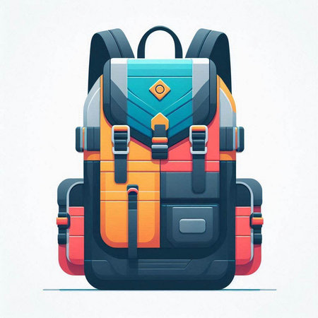 Backpack. Vector illustration in flat cartoon style. Isolated on white background.のイラスト素材