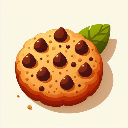 Chocolate chip cookie with chocolate drops on top. Vector illustration.のイラスト素材