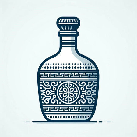 Oriental style bottle with ornament. Hand drawn vector illustration.のイラスト素材