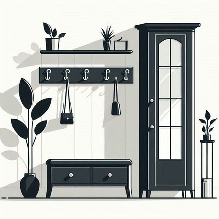 Furniture in the interior of the room. Vector illustration.のイラスト素材