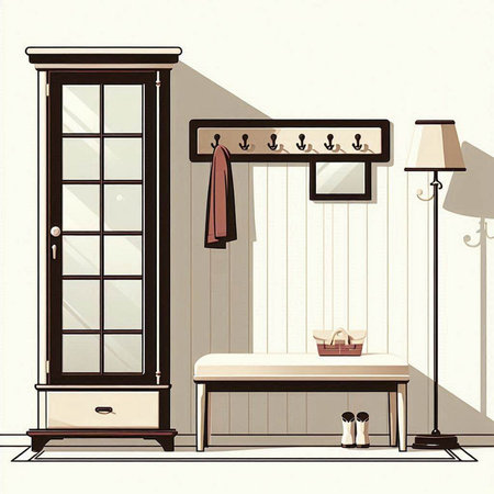 Bathroom interior with furniture. Vintage style. Vector illustration.のイラスト素材