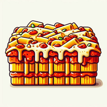 Vector illustration of a cake with tomato sauce on a white background.のイラスト素材