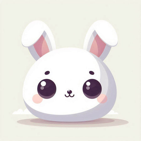 Cute rabbit cartoon. Vector illustration of a cute rabbit with eyes.のイラスト素材