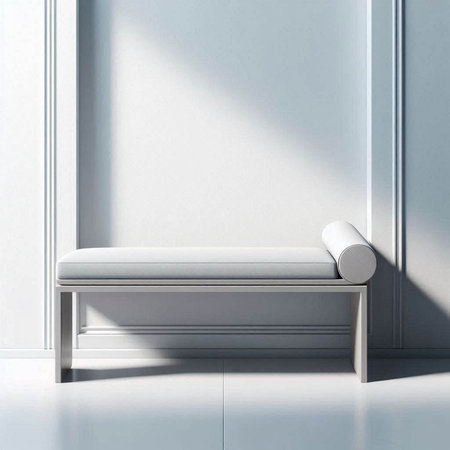 White sofa in a room with a white wall. 3d renderingのイラスト素材